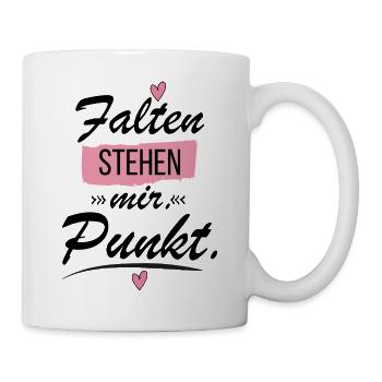 Falten stehen mir Punkt - lustige Sprüche - Tasse - Weiß - Rechts