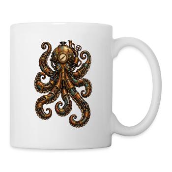 Steampunk Oktopus Uhrwerk - Tasse - Weiß - Rechts