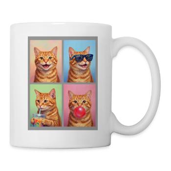 Katzen orange Tabby Katze - Tasse - Weiß - Rechts