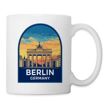 Berlin, Deutschland, Brandenburger Tor Sonnenuntergangsabzeichen - Tasse - Weiß - Rechts