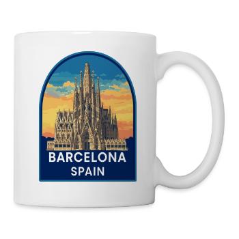 Barcelona Spanien Sagrada Familia Sonnenuntergangsabzeichen - Tasse - Weiß - Rechts