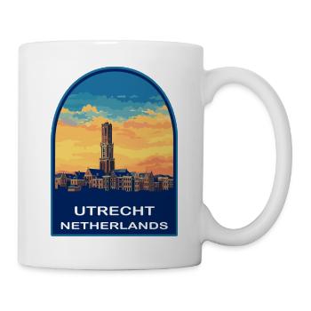 Utrechter Niederlande Domturm Skyline-Abzeichen - Tasse - Weiß - Rechts