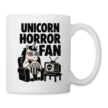 Unicorn Horror Fan – Einhorn beim Filmabend - Tasse - Weiß - Rechts