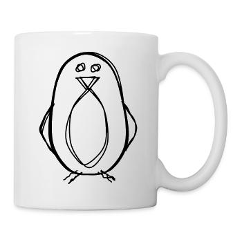 Pinguin handgezeichnet - Tasse - Weiß - Rechts