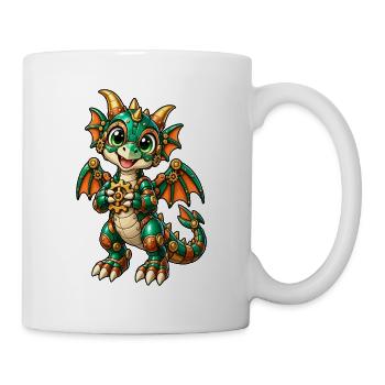 Steampunk Drache mit Zahnrädern - Tasse - Weiß - Rechts