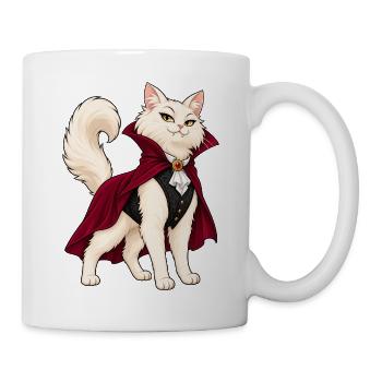 Flauschige weiße Katze zieht sich als Vampir an - Tasse - Weiß - Rechts