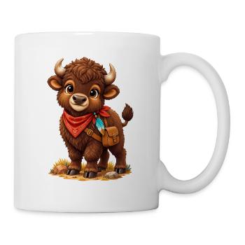 Süßer Bison mit rotem Bandana - Tasse - Weiß - Rechts