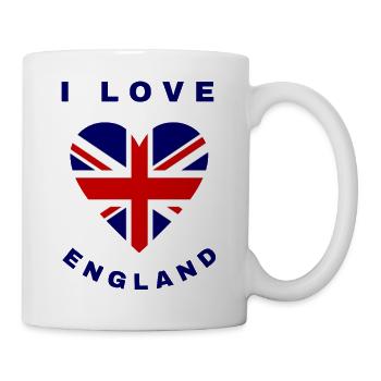 Print-on-Demand-T-Shirt Love Flag Englisch Britisch - Tasse - Weiß - Rechts
