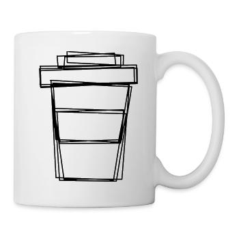 Kaffeebecher handgezeichnet - Tasse - Weiß - Rechts