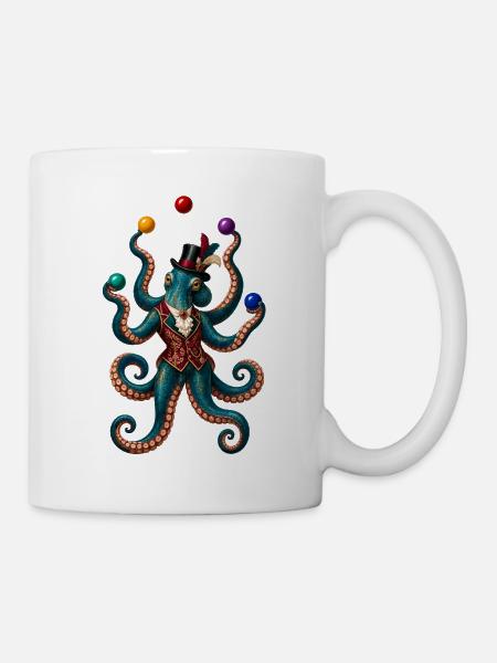 Tintenoktopus im Zylinder - Tasse - Weiß
