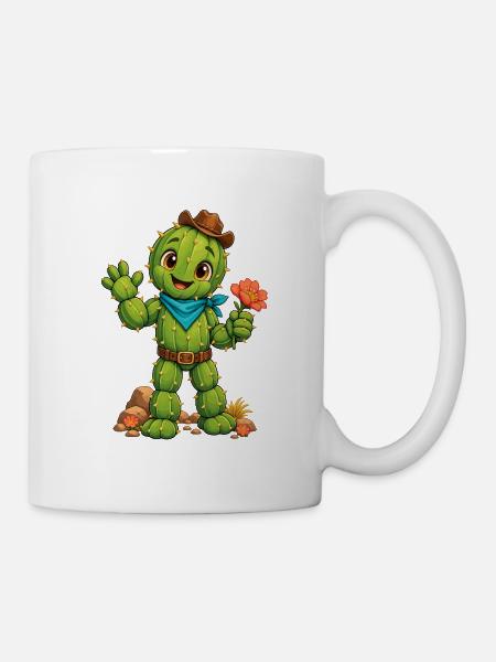Kaktusheld mit Blumenblüte - Tasse - Weiß