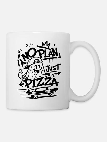 No Plan Just Pizza – Skater-Pizza - Tasse - Weiß