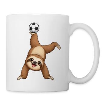 Faultier Fußball Handstand Ball Balance Cartoon - Tasse - Weiß - Rechts