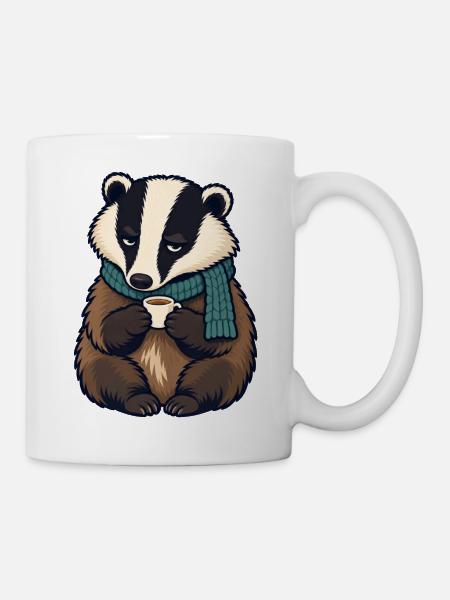 Dachs mit Espresso - Tasse - Weiß