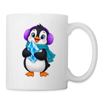 Kuschelpinguin mit Eiskristall - Tasse - Weiß - Rechts