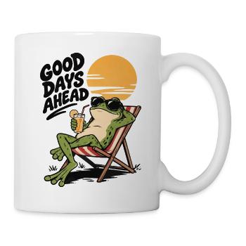 Frosch-Sommer-Vibes, gute Tage vor uns, ausruhen, chillen, Saft - Tasse - Weiß - Rechts