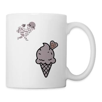 Schoko Eiswaffel Herz Icon - Tasse - Weiß - Rechts