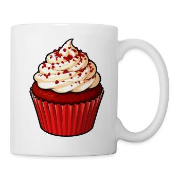 Roter Cupcake mit Sahnecreme - Tasse - Weiß - Rechts