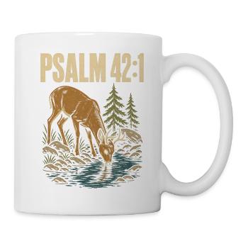 Psalm 42 1 Hirsch am Wasser Bibelvers Christlich - Tasse - Weiß - Rechts