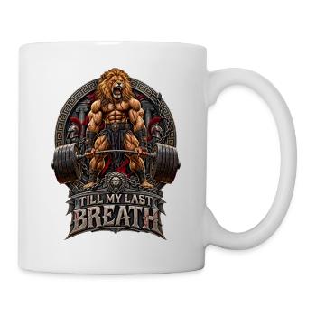 Löwe Gewichtheben Training Spruch - Tasse - Weiß - Rechts