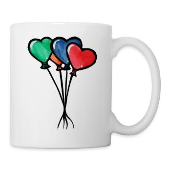 Aquarell-Herzballons-Trio - Tasse - Weiß - Rechts
