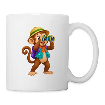 Abenteueraffe Entdecker - Tasse - Weiß - Rechts