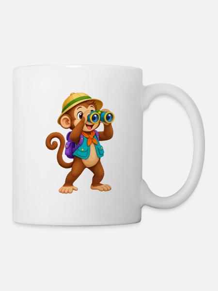 Abenteueraffe Entdecker - Tasse - Weiß