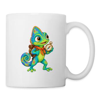 Kompass-Chamäleon mit Rucksack - Tasse - Weiß - Rechts
