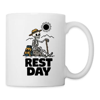 Ruhetag Skelett Wandern Pause Lustiger Spruch - Tasse - Weiß - Rechts