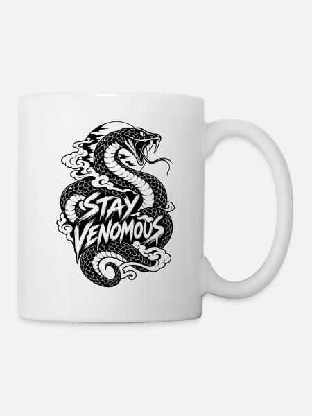 Stay Venomous Schlange Motiv - Tasse - Weiß