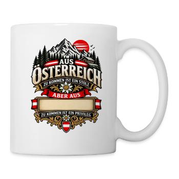 Meine Heimat Österreich (Ortsname einfügen!) - Tasse - Weiß - Rechts