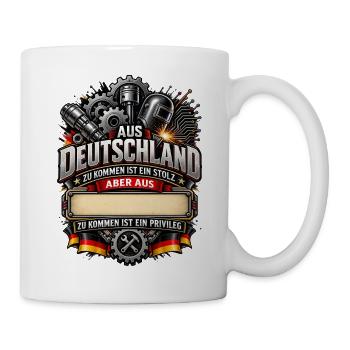 Meine Heimat Deutschland (Ortsname einfügen!) - Tasse - Weiß - Rechts