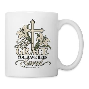 By Grace – Kreuz und Lilien - Tasse - Weiß - Rechts