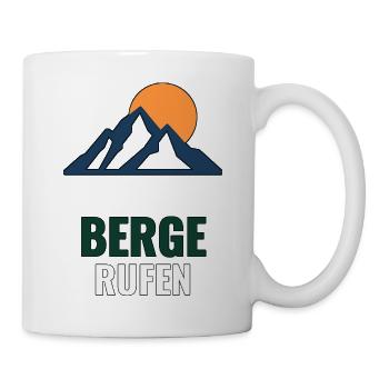 Minimalistische Berglinie T‑Shirt – Berge rufen - Tasse - Weiß - Rechts