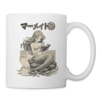 Meerjungfrau im Anime Manga Style beim Lesen - Tasse - Weiß - Rechts