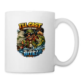 Ich werde werfen und mich zurücklehnen, bis ich einen Biss-Tee habe - Tasse - Weiß - Rechts