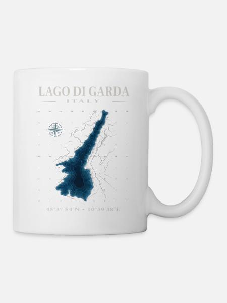 Gardasee Lago di Garda Italien Topografie Karte - Tasse - Weiß