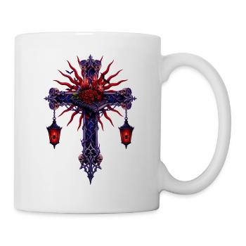 Dunkles Rosenkreuz-Laterne - Tasse - Weiß - Rechts