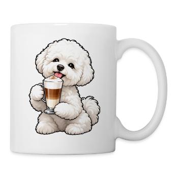 Bichon Frisé mit Latte Macchiato - Tasse - Weiß - Rechts