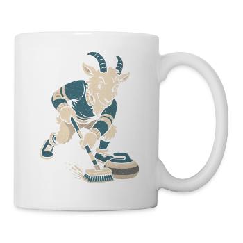 Curling Ziege Besen und Stein Curler Herren Damen - Tasse - Weiß - Rechts