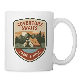 Abenteuer wartet: Camp & Hike - Tasse - Weiß - Rechts
