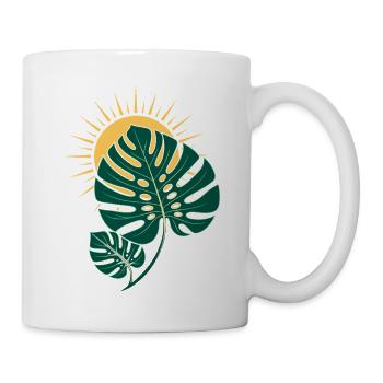 Monstera Blatt mit Sonne – Boho Botanical - Tasse - Weiß - Rechts