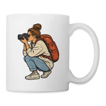 Reisefotografin mit Kamera - Tasse - Weiß - Rechts
