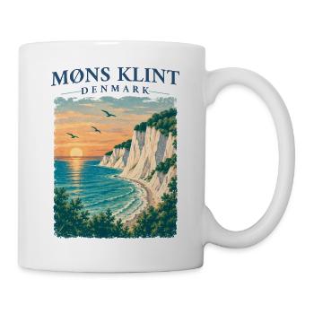 Møns Klint Dänemark Kreidefelsen Ostsee Retro - Tasse - Weiß - Rechts