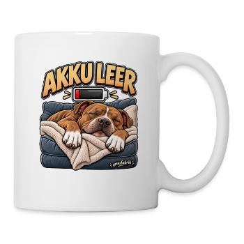 Müder Hund Akku leer - Tasse - Weiß - Rechts