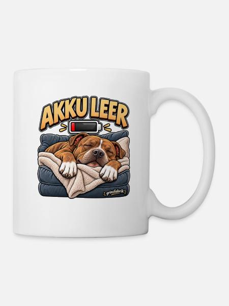Müder Hund Akku leer - Tasse - Weiß