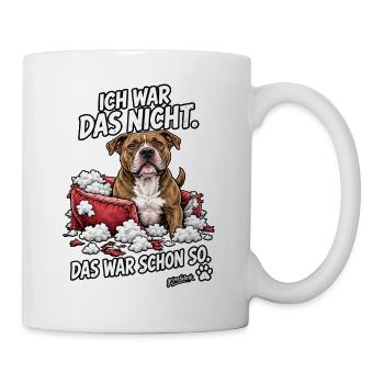 Hund im Kissenchaos - Tasse - Weiß - Rechts