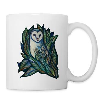 Eulenküken im grünen Wirbel - Tasse - Weiß - Rechts