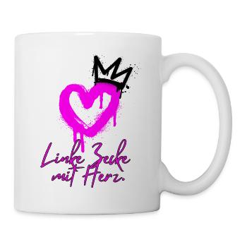 LINKE ZECKE MIT HERZ, ANTIFASCHISMUS, GEGEN RECHTS - Tasse - Weiß - Rechts