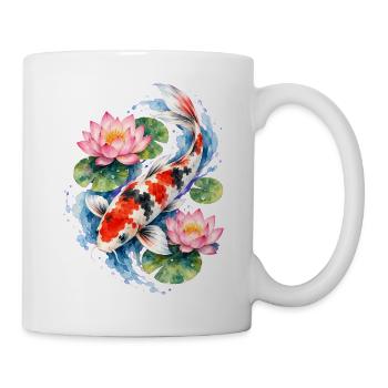Koi-fische Japanische Koi-fische Koi-karpfen - Tasse - Weiß - Rechts